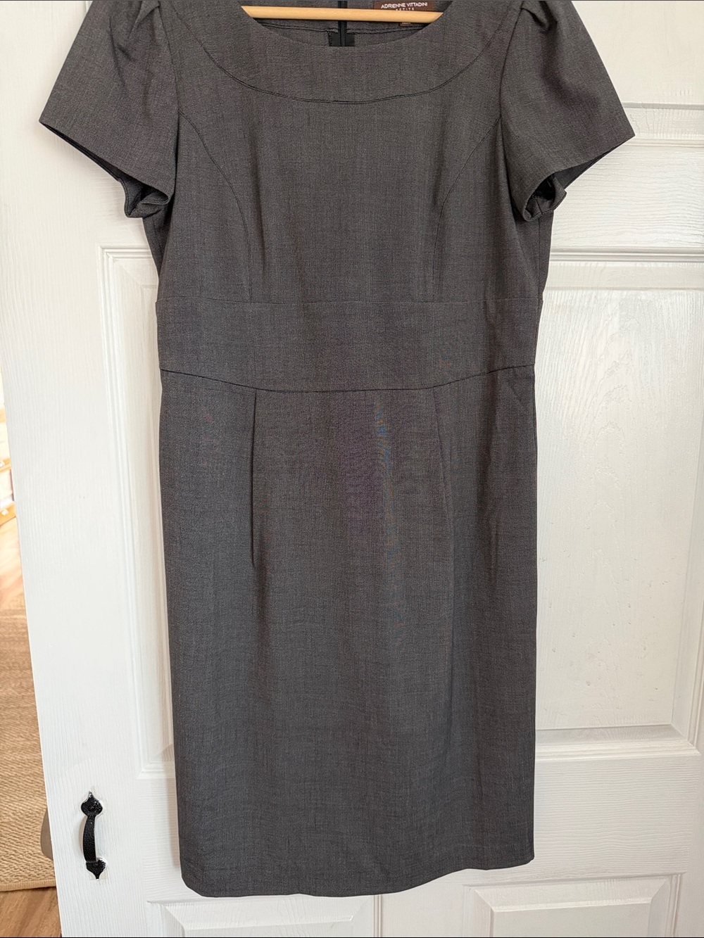 Adrienne Vittadini Charcoal Gray Short-Sleeve Sheath Dress